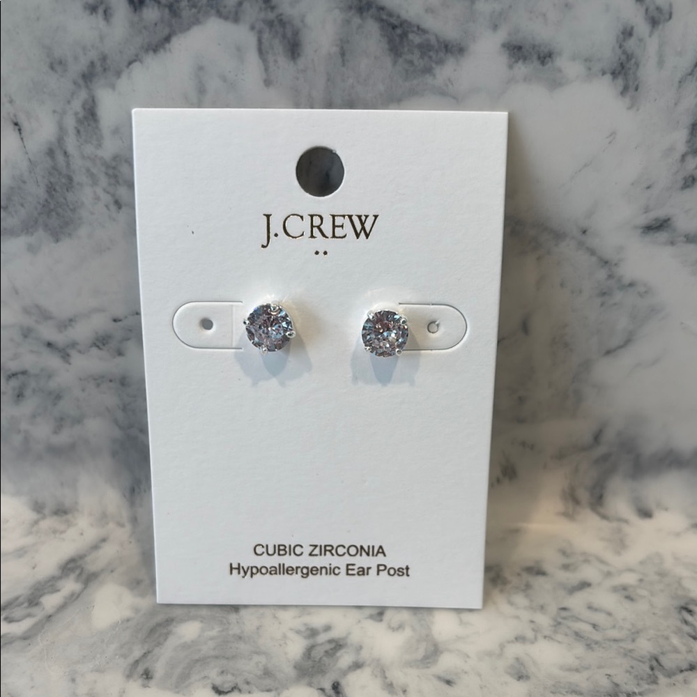 J. Crew Silver Cubic Zirconia Stud Earrings
